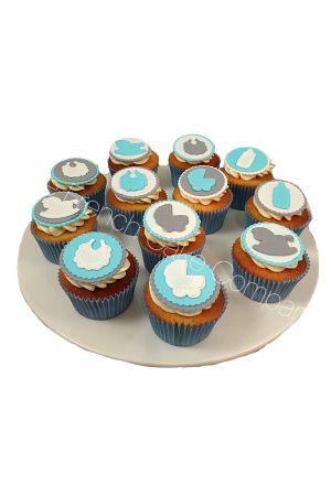 Cupcakes baby shower baptême bleu