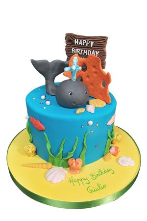 Gâteau thème poissons et baleine