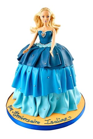 Gâteau anniversaire Barbie bleu