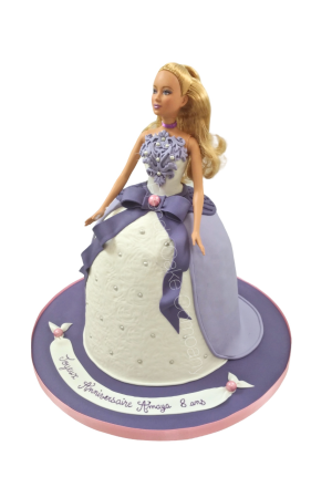 Gâteau poupée barbie mauve