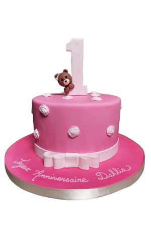 Gâteau bébé fille nounours