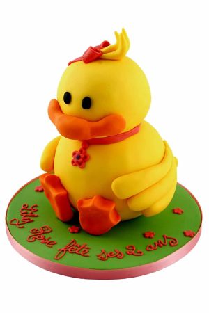 Gâteau anniversaire canard jaune