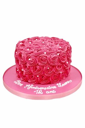 Gâteau rose crème fuchsia