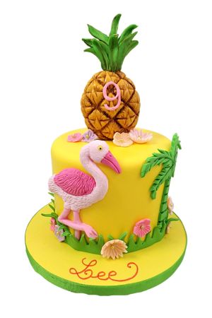 Gâteau flamant rose et ananas