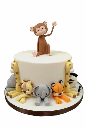 Gâteau adorable animaux de la jungle