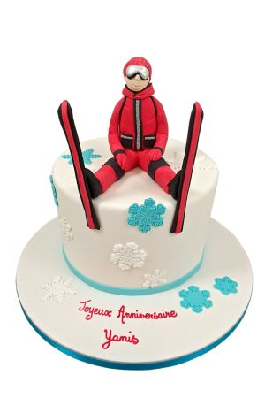 Gâteau personnalisé neige et ski