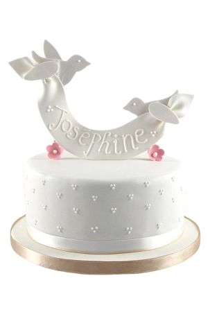 Gâteau de baptême fille colombes