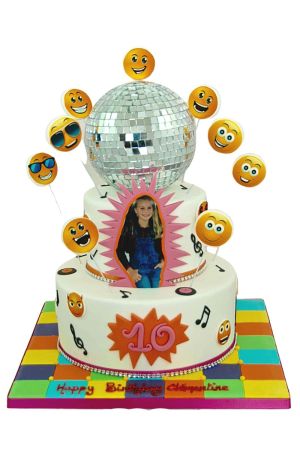 Gâteau thème disco emojis