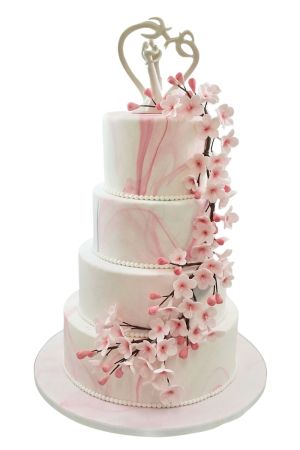 Gâteau mariage moderne marbré rose