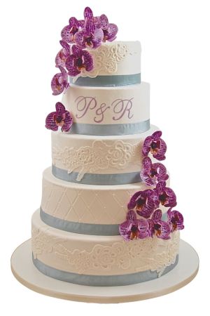 Gâteau mariage orchidées luxe