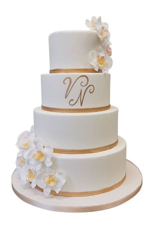 Gâteau mariage chic orchidées